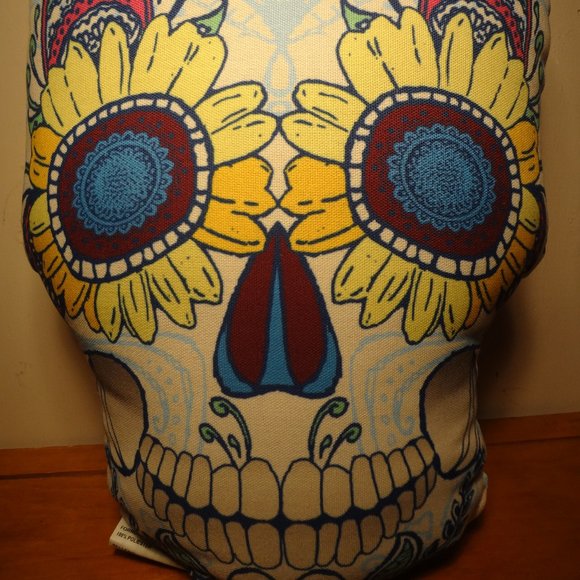 Day of the Dead Sugar Skull Pillow - Picture 3 of 3